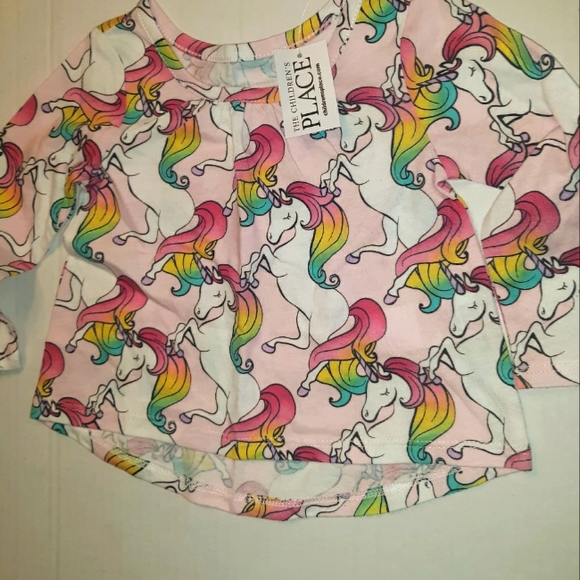 NWT The Children's Place infant Girls Rainbow Pink Unicorn Long Sleeve Top☆6-9mo - Picture 5 of 8